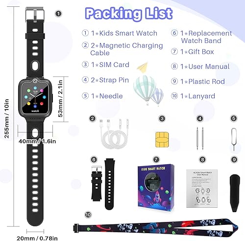 Miniatura 7 de Reloj inteligente 4G para niños con rastreador GPS y llamadas, pantalla táctil HD, reloj de teléfono celular para niños, combina SMS, voz,