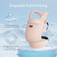 Momcozy Légáteresztő Hálós Babahordozó 3-20 kg Gyermekeknek, Ergonomikus Deréktámasszal, Rózsaszín Könnyű Kenguru Elöl Hordozáshoz, Géppel M 2