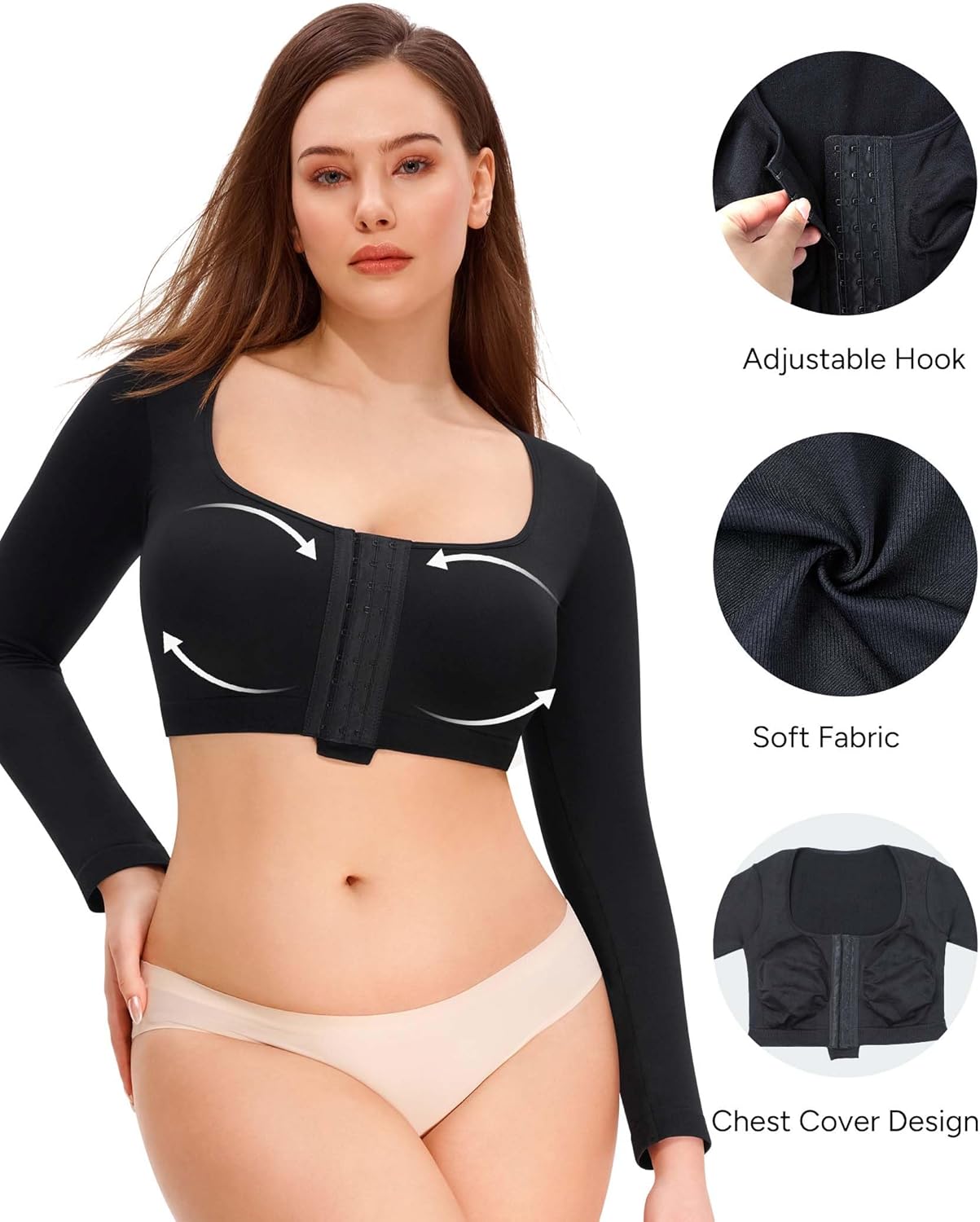 Nebility Arm Compression Sleeve Women Arm Shaper Post Surgery Post Surgery Front Closure Bra - Image 4