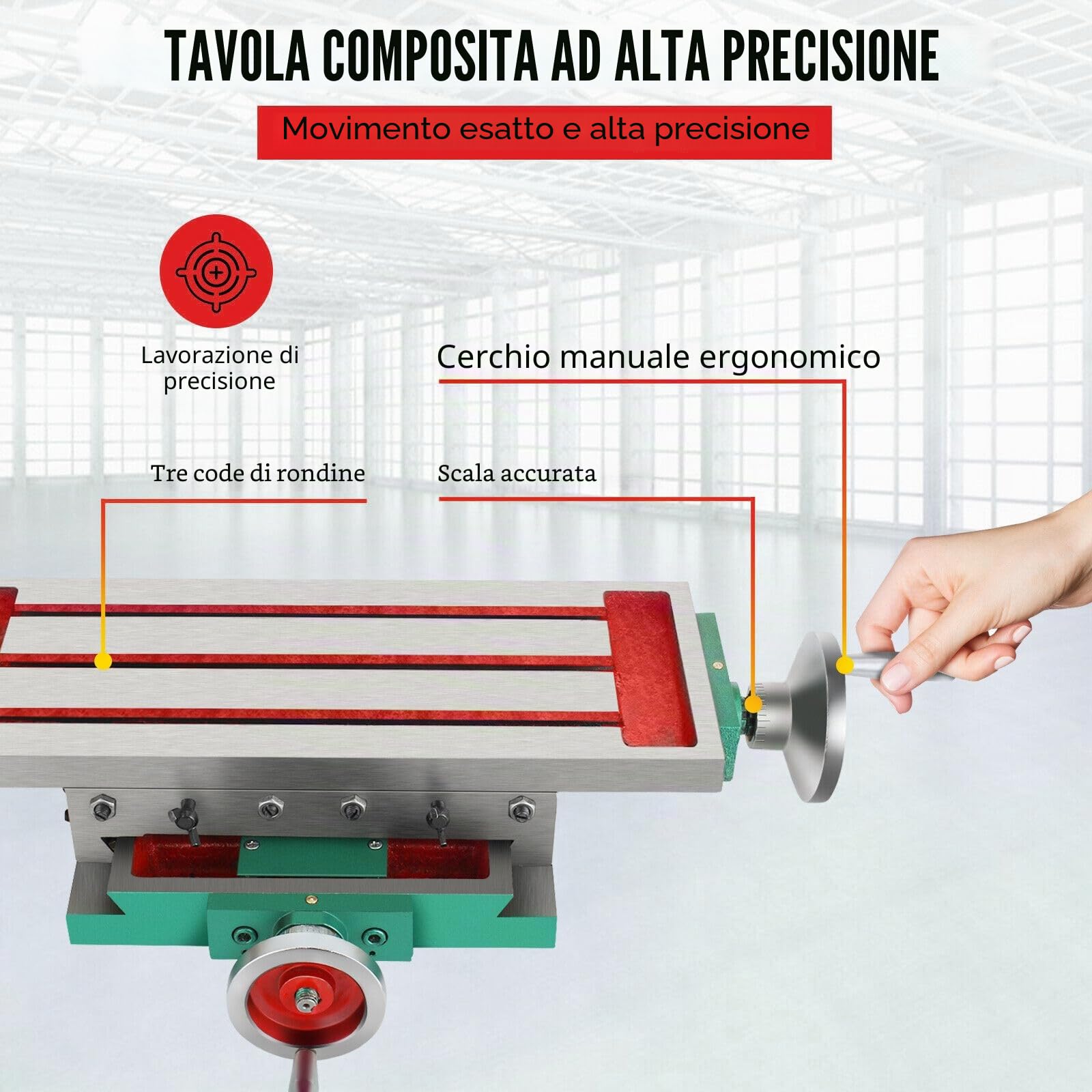 Tavolo a Croce per Trapano da 450 mm - Morsa da 170 mm in Ghisa - Fresatura ad Alta Precisione per Trapano a Colonna Versatile