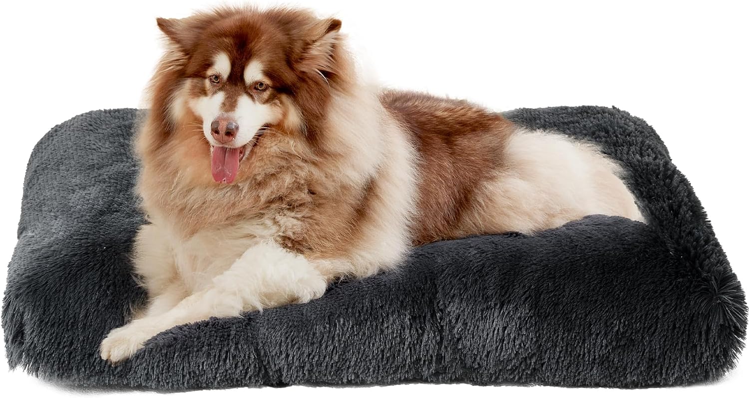 EHEYCIGA Fluffy XXL Dog Crate Pad, Plush Faux Fur Dog Bed