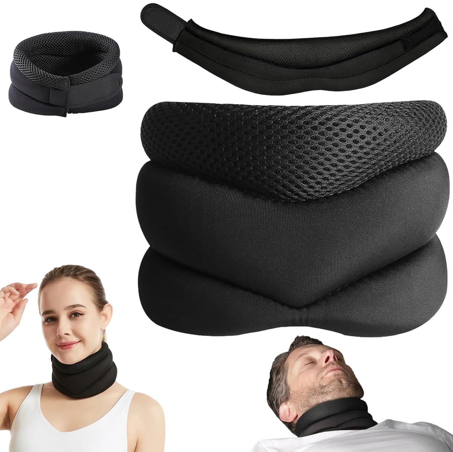 2025 New Vitavix Neck Support for Snoring, Adjustable Soft Foam Neck Brace, Cervical Collar for Sleeping, Neck-support for Snoring Relief, Travel Neck Pillow, Cervical Neck Support (1PCS)