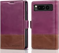 Vista 7 de KEZiHOME Funda para Google Pixel Fold, cuero genuino [bloqueo RFID] Funda tipo cartera con ranuras para tarjetas, función atril y tapa protectora