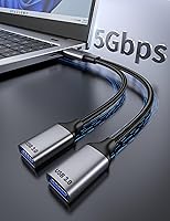 Vista 2 de Divisor USB 3.0 de 1 en 2 salidas, cable USB divisor Y, cable USB macho a 2 hembras para PC, tableta, portátil, MacBook, teclado, PS4, PS5, mouse