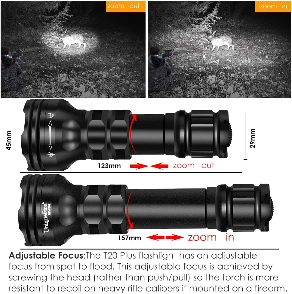 Flashlight showing zoom in and zoom out functionality by rotating the tail