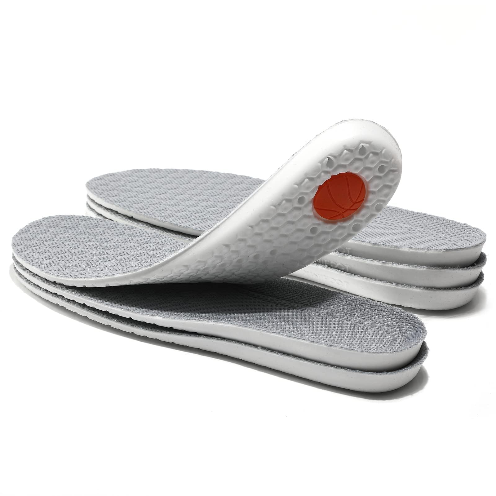 XINIFOOT 3 Pairs Premium Comfort Shoe Replacement Insole, Shock Absorption Elastic Cushion Inserts, Breathable Shoe Inner Soles for Women Gray
