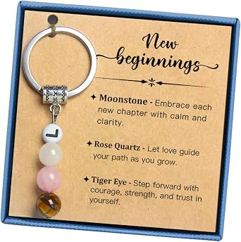 Graduation Gift for Her, Initial Crystal Keychain for New Beginnings, Class of 2026 Next Chapter Gift