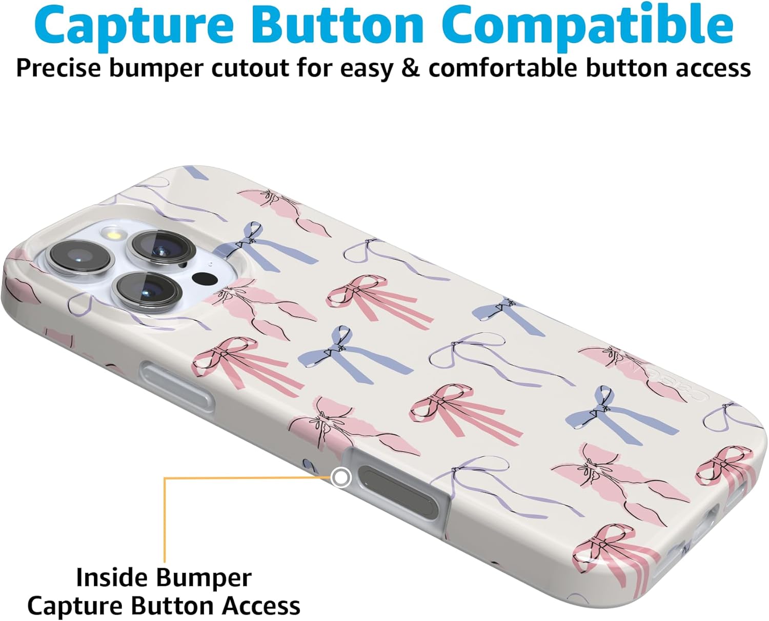 Casely iPhone 16 Pro Max Case | Coquette Girlie | Pastel Bows | Compatible with MagSafe | Classic Ultra Slim Design
