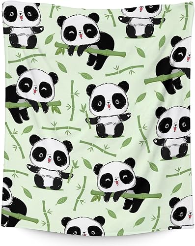 Miniatura 21 de Manta de panda personalizada con nombre, 30 x 40 pulgadas, bonita manta para niños, mantas de felpa suave colorida para sofá, oficina