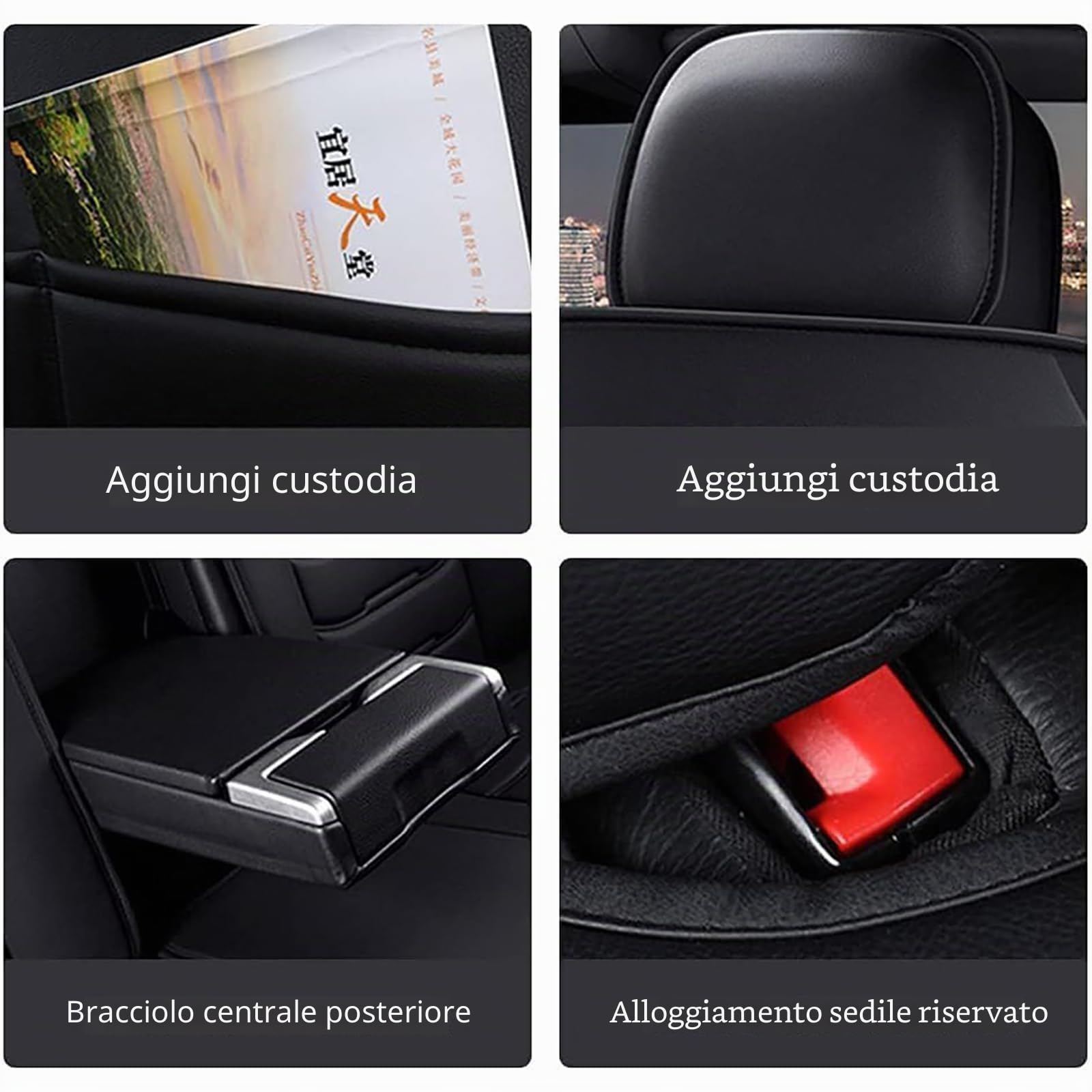 Set Completo di Coprisedili Auto per Nissan Qashqai J12 J11 J10 J11 J12 +2 2006-2023 2024, Pelle Traspirante Impermeabile Antiscivolo Pelle PU Set Set Copri Sedile,C/Black-Red