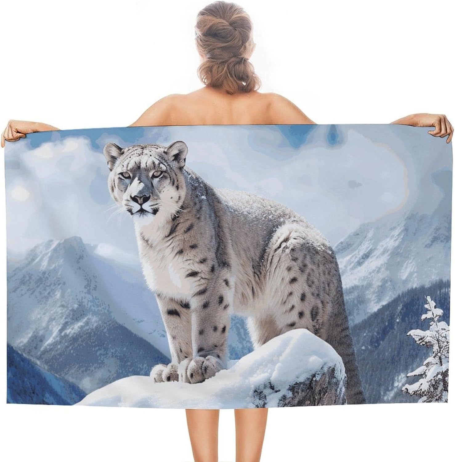 Beach Towel for Womnen Men 31 X 51 in Lightweight Pool Towel Sand Free Towels Snow Leopard Mountain Beach Towels for Travel Swim Pool Yoga Gym Camping