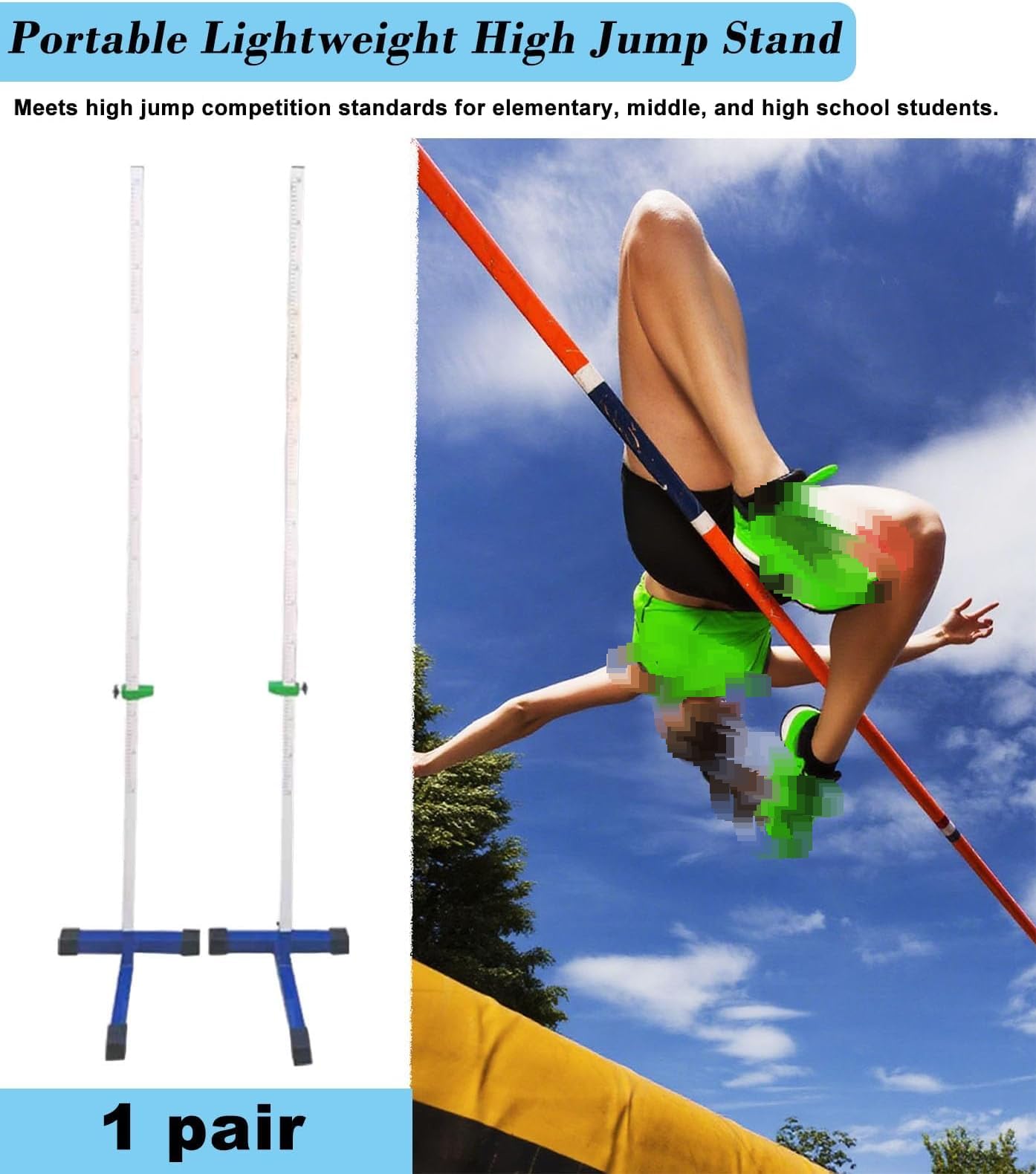 Compétitieur en Acier léger High Jump Standard, Support de Saut Haut d'entraînement Portable 50-200 cm, Athlétisme Événements Track and Field High Jump Tester