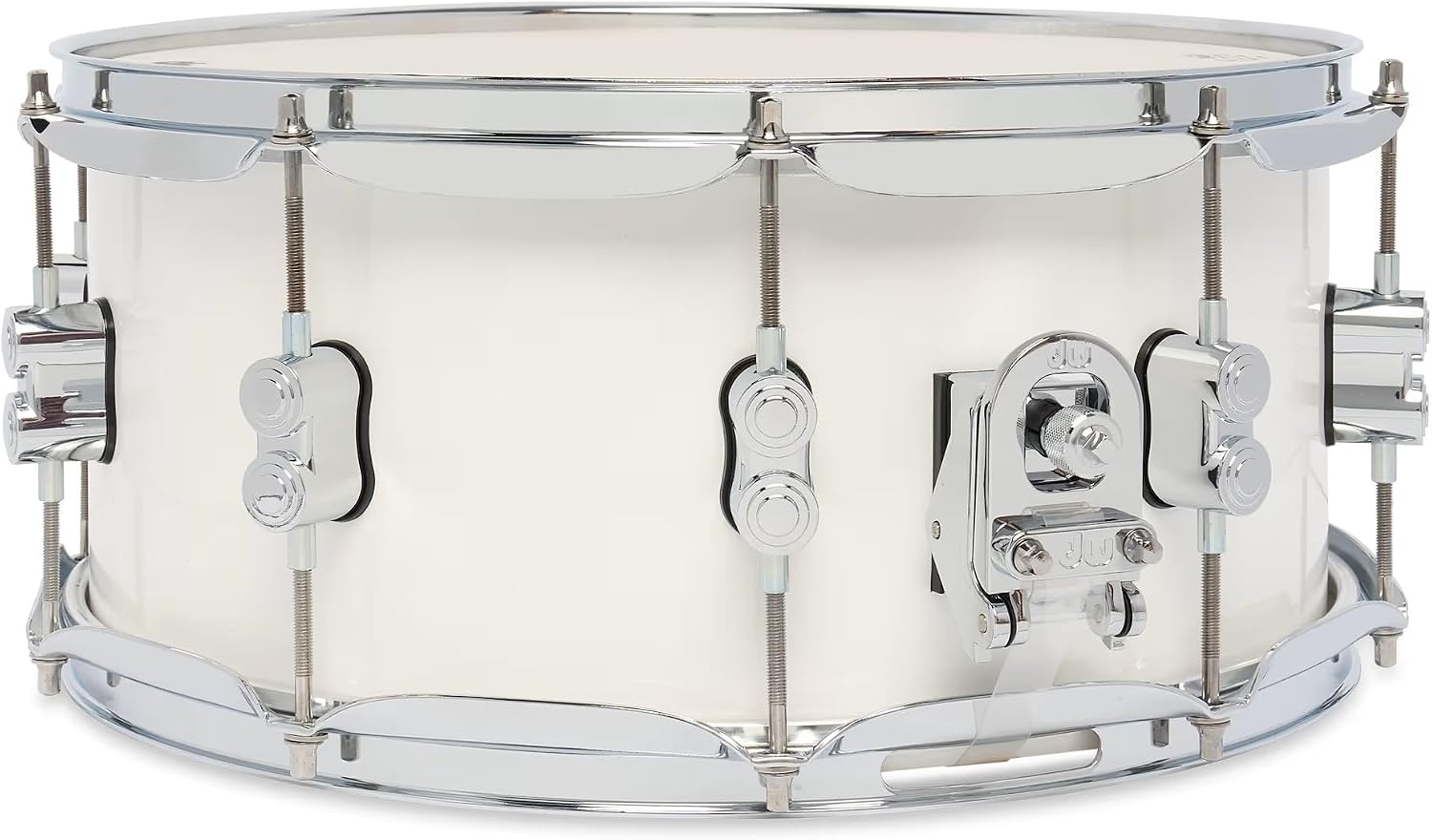Pacific Drums Concept Maple Snare Drum, 14" x 6.5", Pearlescent White Lacquer | Features a 10-ply European Maple shell and high-end DW drum hardware