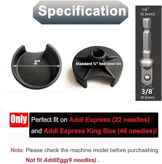 2Pcs Power Adapter for Addi Knitting Machine, Quick Knit & Crank Handle Adapter, King Size (46 Needles), Black, ADDH-2