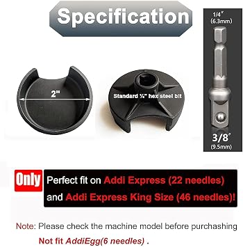2Pcs Power Adapter for Addi Knitting Machine, Quick Knit & Crank Handle Adapter, King Size (46 Needles), Black, ADDH-2
