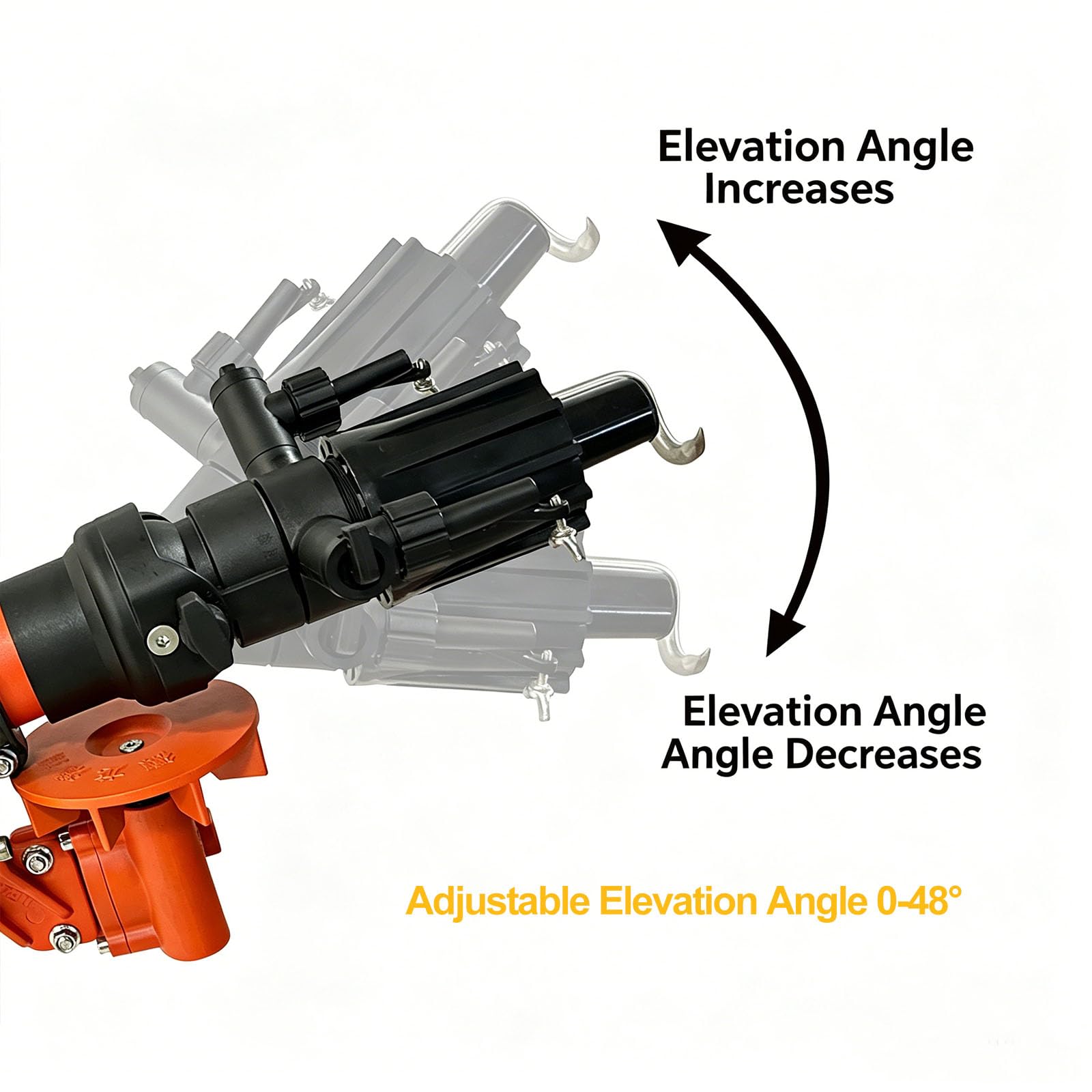 Aspersor de impacto para riego de granja, juego de 4 aspersores, elevación ajustable de 0 a 48 °, rotación de 360°, rango de 50 a 110 m, ideal para agricultura, césped y huerto