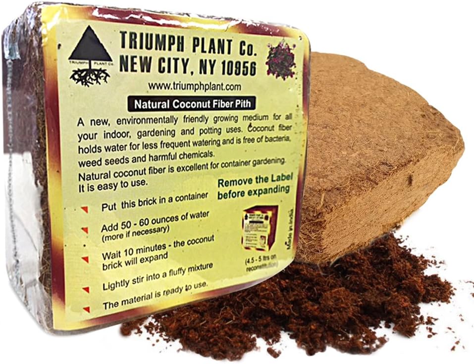 Triumph Plant Coco Coir Bricks - A Natural Additive to Potting Soil for Potted Plants & Gardens- Coconut Coir is a Sustainable Alternative to Peat Moss -8 lbs