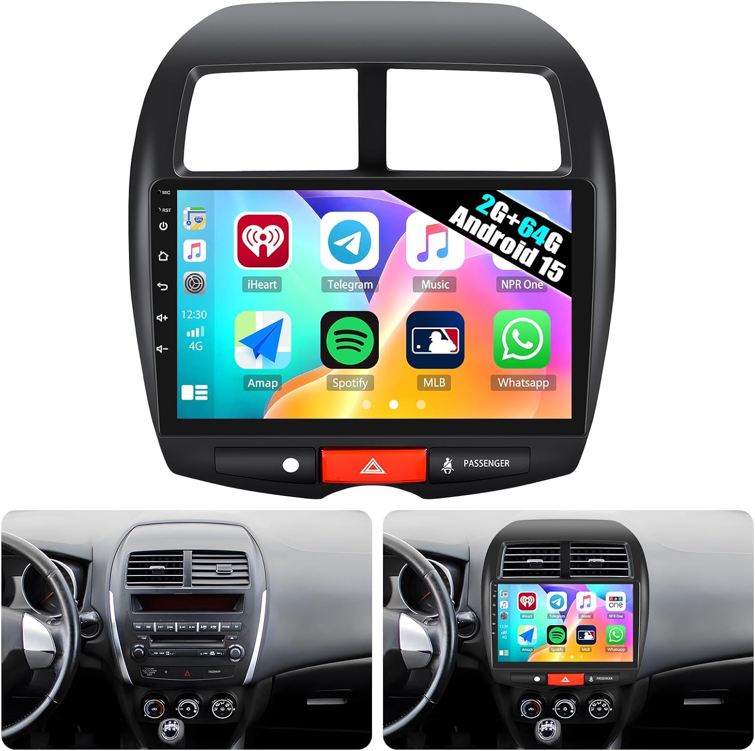 2G+64G 10.1″ Car Radio Car Stereo for Mitsubishi Outlander Sport 2011-2017,Mitsubishi ASX 2013-2015,RVR 2011-2017 with Wireless CarPlay Android Auto,WiFi/GPS,Bluetooth,FM/RDS SWC+Backup Camera