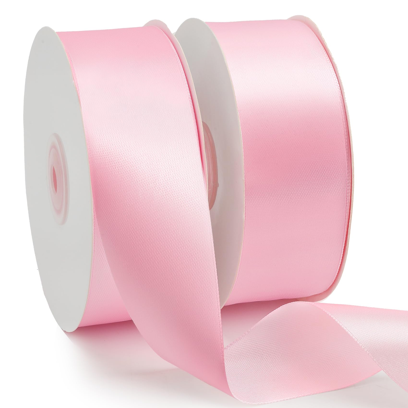 Photo 1 of Pink Ribbon 1-1/2 inch, 100 Yards Pink Satin Ribbon for Gift Wrapping, Ribbons for Flower Bouquet, Fabric Polyester Hair Ribbons for Crafts Wedding Bow Party Decorations