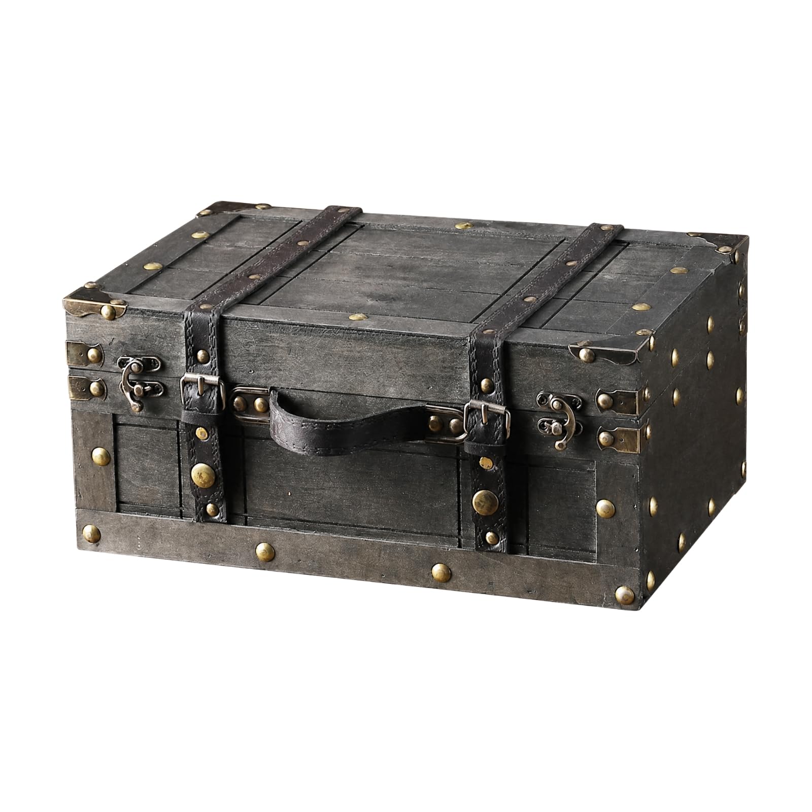Caja con Tapa Abatible Vintage Baúl con Asa Multifuncional Baúl s Envejecida para Estilo Mesa, L