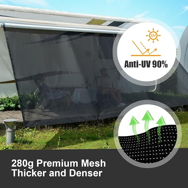 Dulepax Pare-Soleil pour Camping-Car Auvent Capri Sun Blocker Paroi Avant 2,2 m x 2,85 m Pare-Soleil Universel pour Auvent de Caravane avec Kits Complets - 3