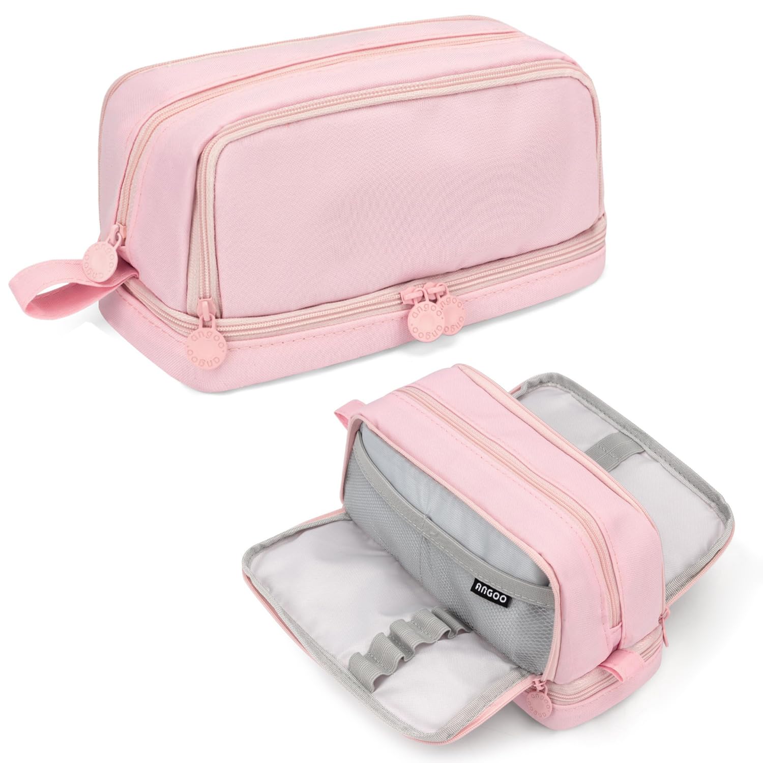 NEWUPZSI Estuche Escolar Estuches 4 Compartimentos Rosa de Lápices de Gran Capacidad Estuche Neceser Maquillaje para Niñas y Niños para Suministros de Escolares y Oficina