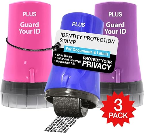 Miniatura 24 de Guard Your ID Wide Advanced Roller 2.0 - Sello de seguridad para prevención de robo de identidad, color rosa Rosa,Negro