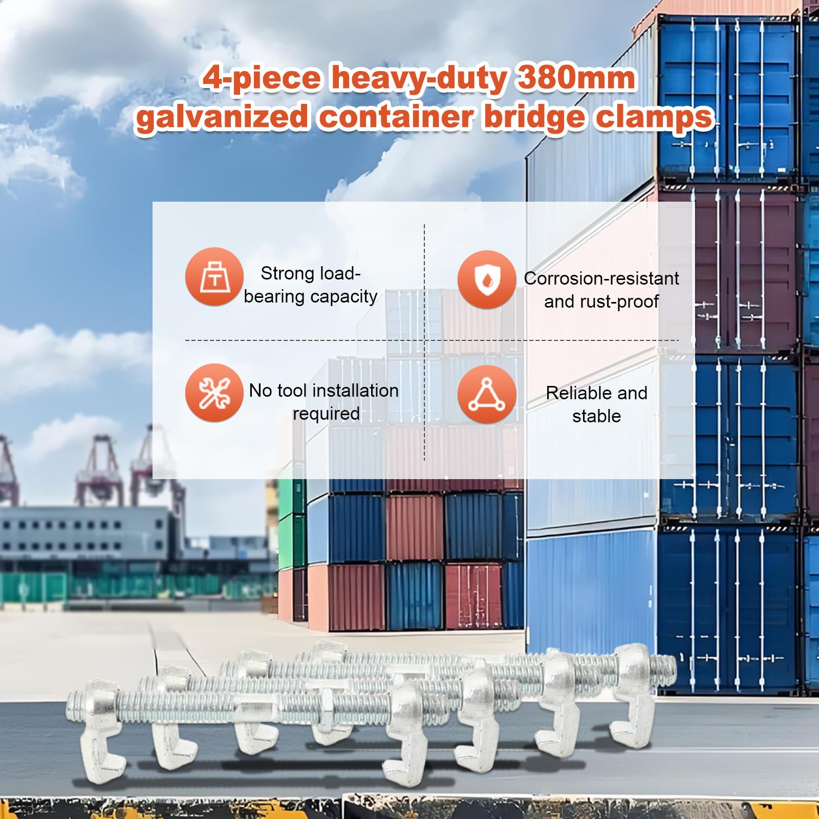 4 Stück Versandcontainer Brücke Befestigungsklemme, 380mm Verbindet Versandcontainer Miteinander, Bridge Fitting Connector für Stapelszenarien
