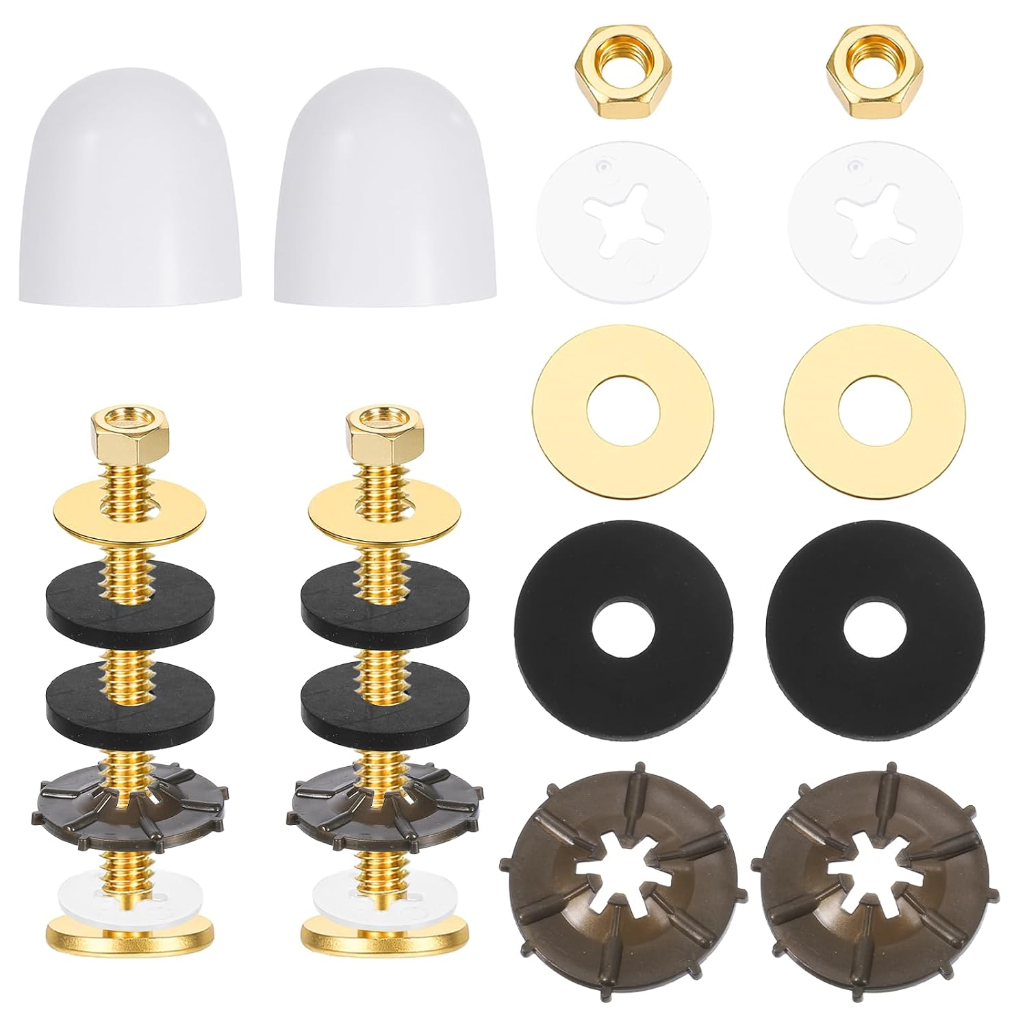 Toilet Bolts for Floor, 2 Pack Heavy Duty Stainless Steel Toilet Flange Repair Kit – Includes Washers, Nuts & Caps, Rustproof Toilets Bowl Fasteners to Secure Toilets to Floor