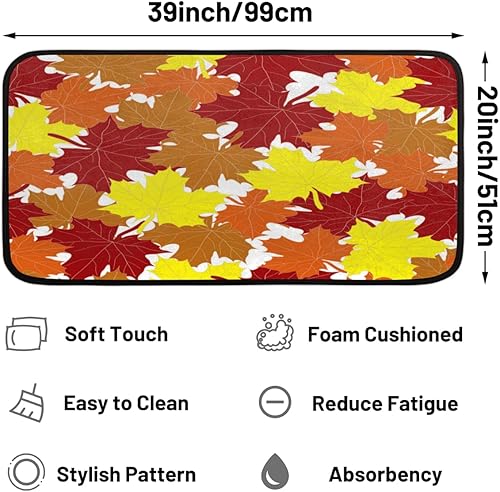 Miniatura 2 de Watercolor Maple Leaf Kitchen Rugs Non Slip Absorbent Kitchen Mat Washable Rug 39 x 20 Inch Suitable for Entrance Bedroom Living Room Dining Room