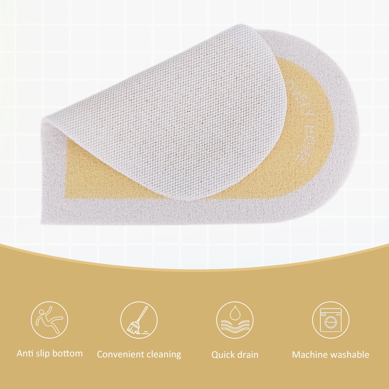 LY4U Tappetino Doccia Angolo Antiscivolo Antimuffa, 60x60 Cm - 10