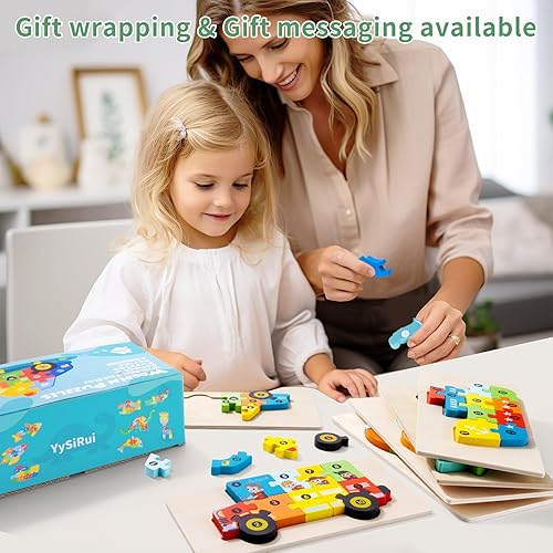 Miniatura 5 de Paquete de 6 rompecabezas de madera para niños de 2 a 4 años, juguetes Montessori para bebés de 2 a 4 años, vehículos de transporte de aprendizaje