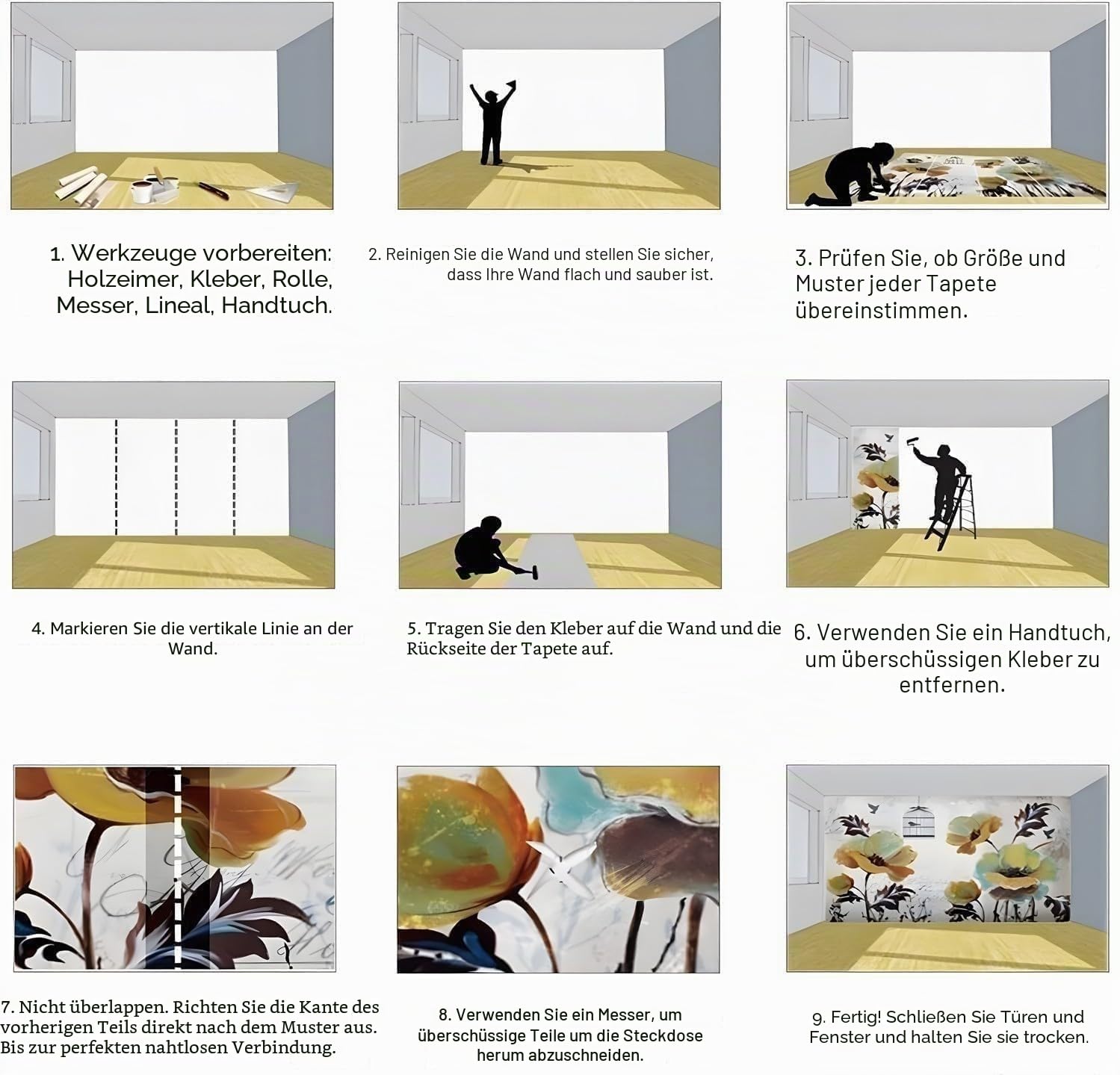 Fantasievoller Leuchtender Zauberwald Fototapete 350 x 256 cm (B x H) Vliestapete XXL Panorama Wandbild für Mädchen & Jungs Schlafzimmer Wanddekoration mit 3D Effekt, Lila