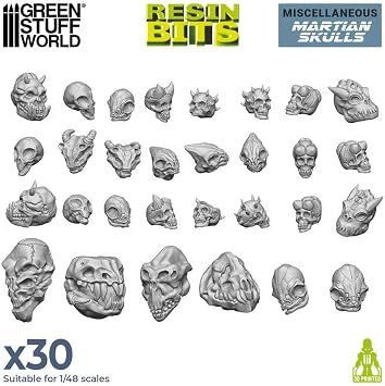 Green Stuff World GSWD-3102 Diorama Accessories Alien Skull Set Resin Kit Molded Color