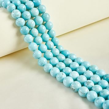 60pcs 6mm Natural Blue Turquoise Beads Gemstone Beads Loose Beads for Jewelry Making