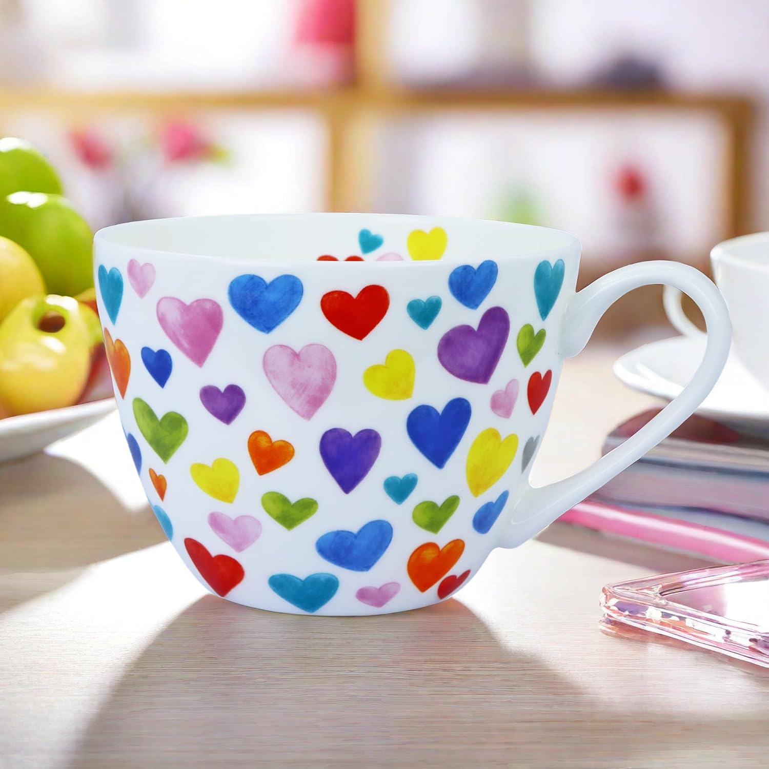 Heart Coffee Mug Heart Shaped Coffee Mugs Bone China Cute Coffee Mug Valentine's Day birthday Gifts for Her Women Mom Friends,17oz Coffee Mug - Image 3