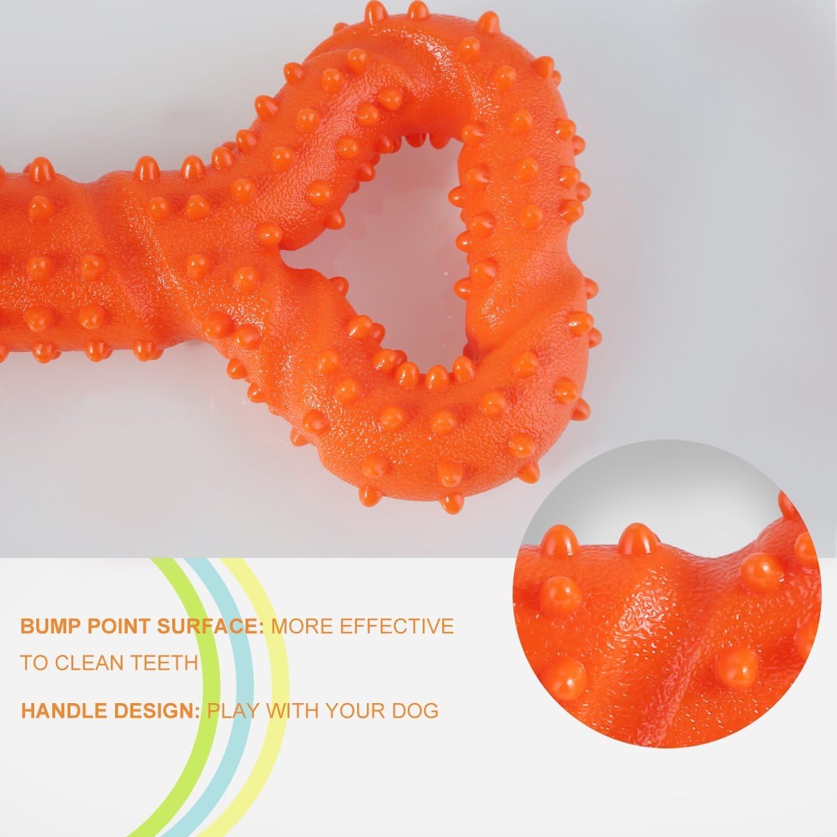 Petyoung Durable Dog Chew Toys 13 Inch Bone Shape for Aggressive Chewers, Interactive Toy for Small Medium and Large Dog with Strong Tug Convex Design Tooth Cleaning (Orange)