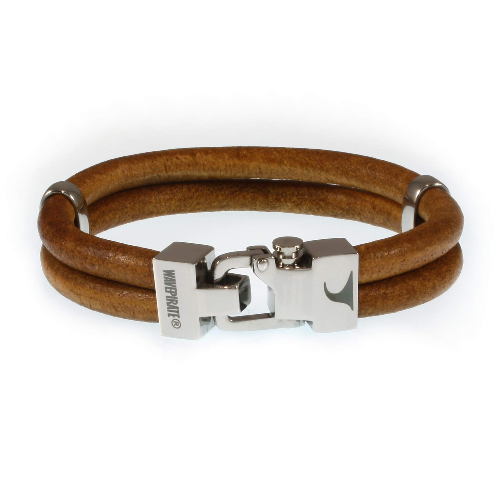 Echt Leder-Armband TURN R Cognac Herren-Armband Männer-Armband Geschenkbox Magnetverschluss Edelstahl