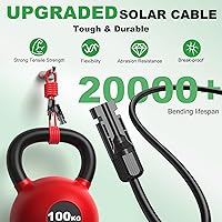 Vista 4 de Oududianzi Cable de extensión solar de 20 pies, cable solar de 12 AWG, cable fotovoltaico de cobre estañado, cables de panel solar y conectores