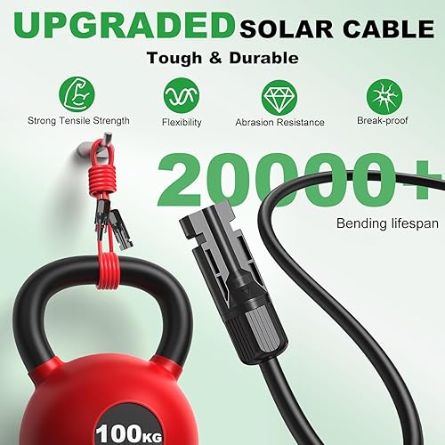 Miniatura 5 de Oududianzi Cable de extensión solar de 30 pies 10 AWG, cable solar, cable fotovoltaico de cobre estañado calibre 10, cables de panel solar con