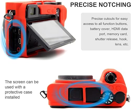 Miniatura 5 de Easy Hood Funda para cámara digital Sony Alpha A6500 ILCE-6500, carcasa de silicona suave antiarañazos, cubierta protectora de piel (rojo)