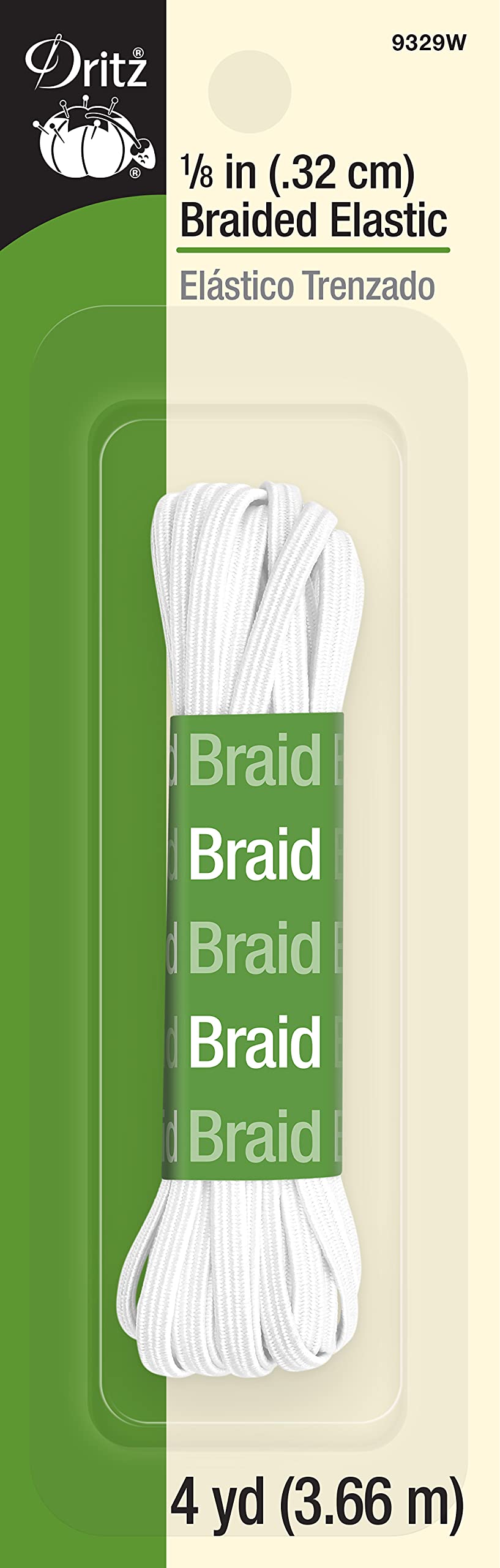 Dritz Braided Elastic 1/8'X4yd-White