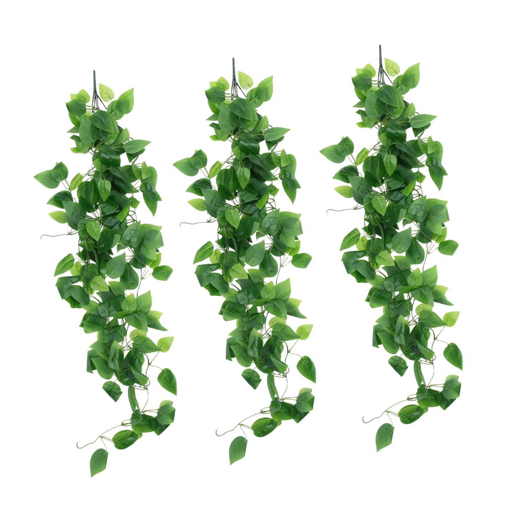 Planta Colgante Artificial de Scindapsus Aureus 3 Piezas Decoración de Hojas de Pared Simulación Realista para Interiores Decoración de Accesorios Fotográficos