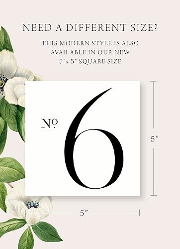 Miniatura 7 de Weekend Paper Co. Números de mesa modernos, diseño moderno de una sola cara de 4 x 6 pulgadas, tinta negra mate, números del 1 al 25 más 3 letreros