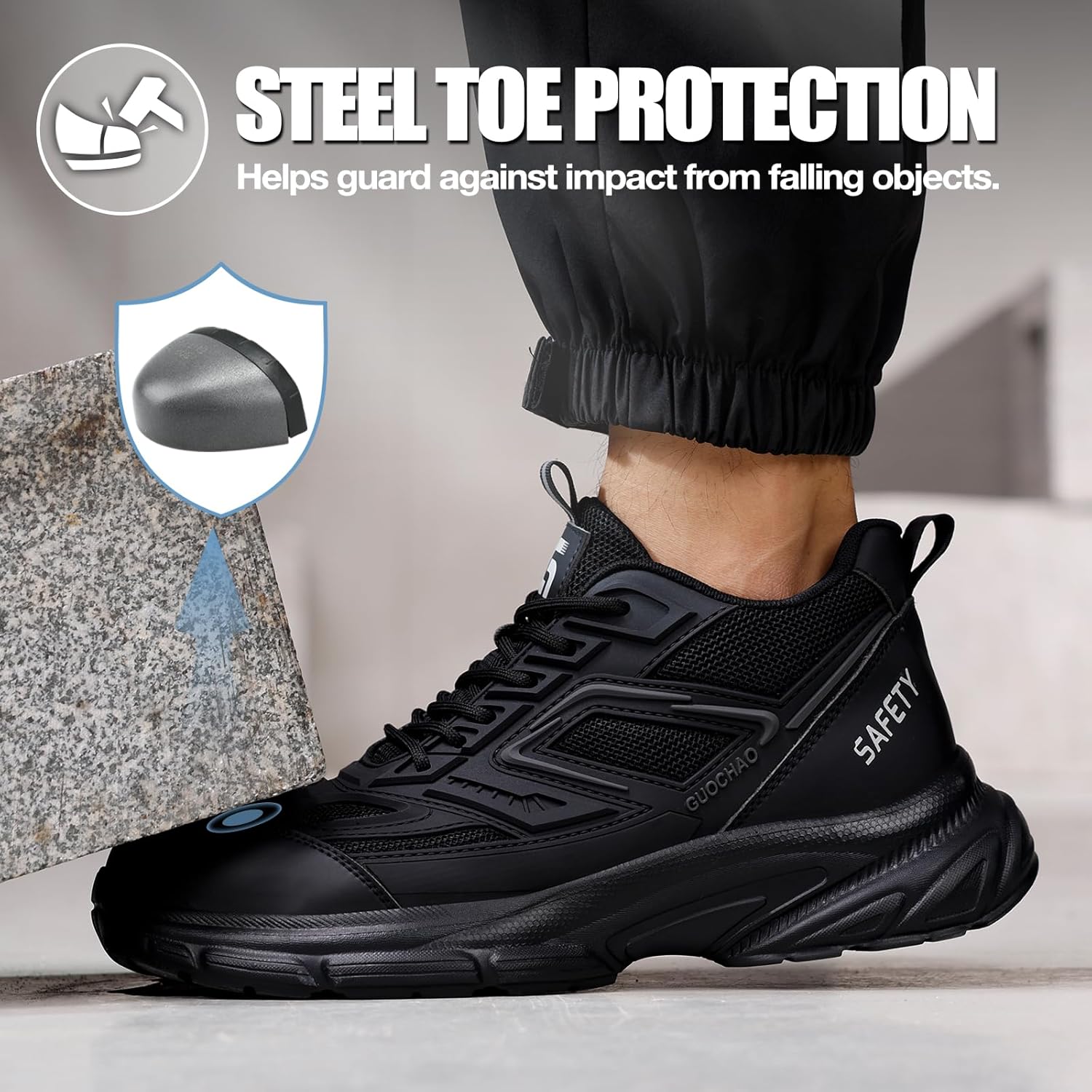 Steel Toe Shoes for Men Lightweight Low Top Work Safety Footwear Comfortable Protection for Warehouse Construction
