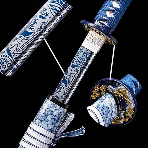 Miniatura 4 de Katana japonesa auténtica de acero de carbono de alta calidad 10451060 con templado en arcilla, forjada a mano, templada al calor, completamente