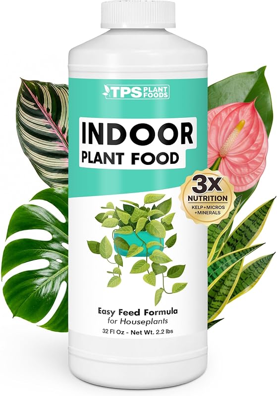 Indoor Plant Food, Complete Liquid Fertilizer for Houseplants, 32oz | Encourages New Growth, Kelp-Enriched Formula, Liquid Concentrate, Gentle for Weekly Feeding, All Indoor Plant Varieties