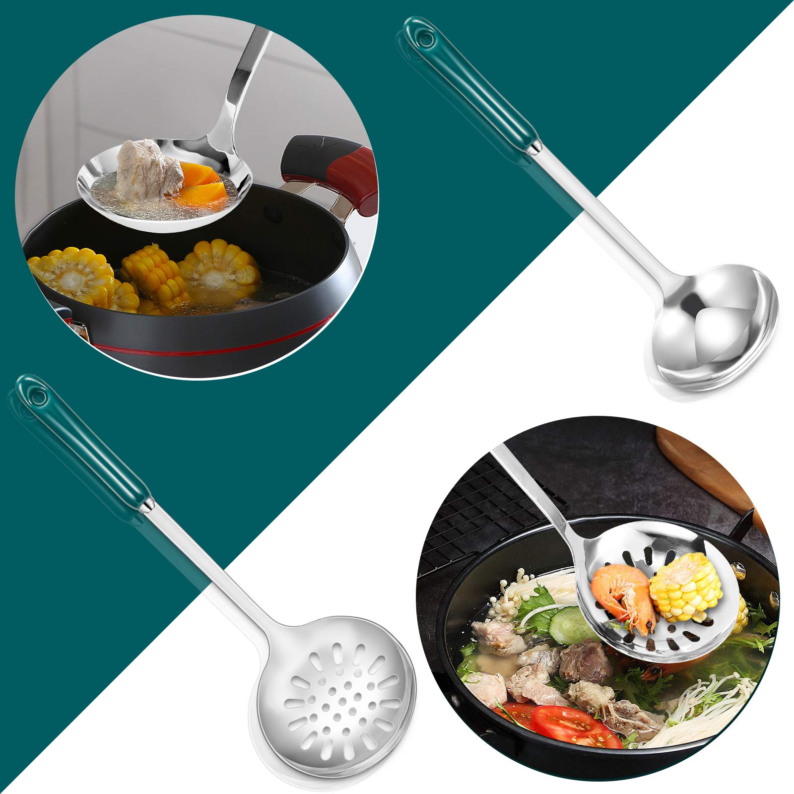Küchenhelfer-Set aus Edelstahl, 7-teilig, mit Halterung, hitzebeständige Keramikgriffe, Küchenhelfer-Set, Geschenk