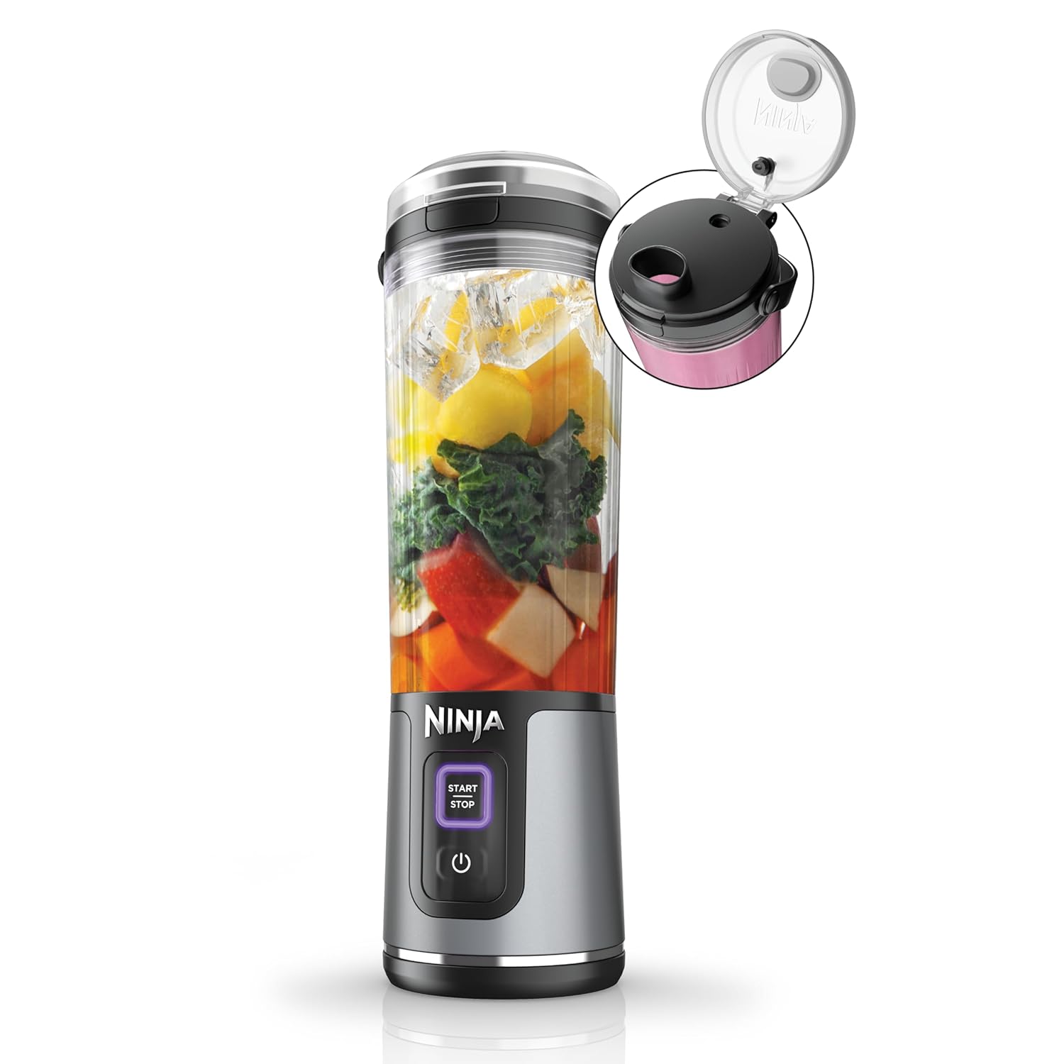 Ninja BC151BK Blast Portable Blender, Cordless, 18oz. Vessel, Personal Blender-for Shakes & Smoothies, BPA Free, Leakproof-Lid & Sip Spout, USB-C Rechargeable, Dishwasher Safe Parts, Black image 2