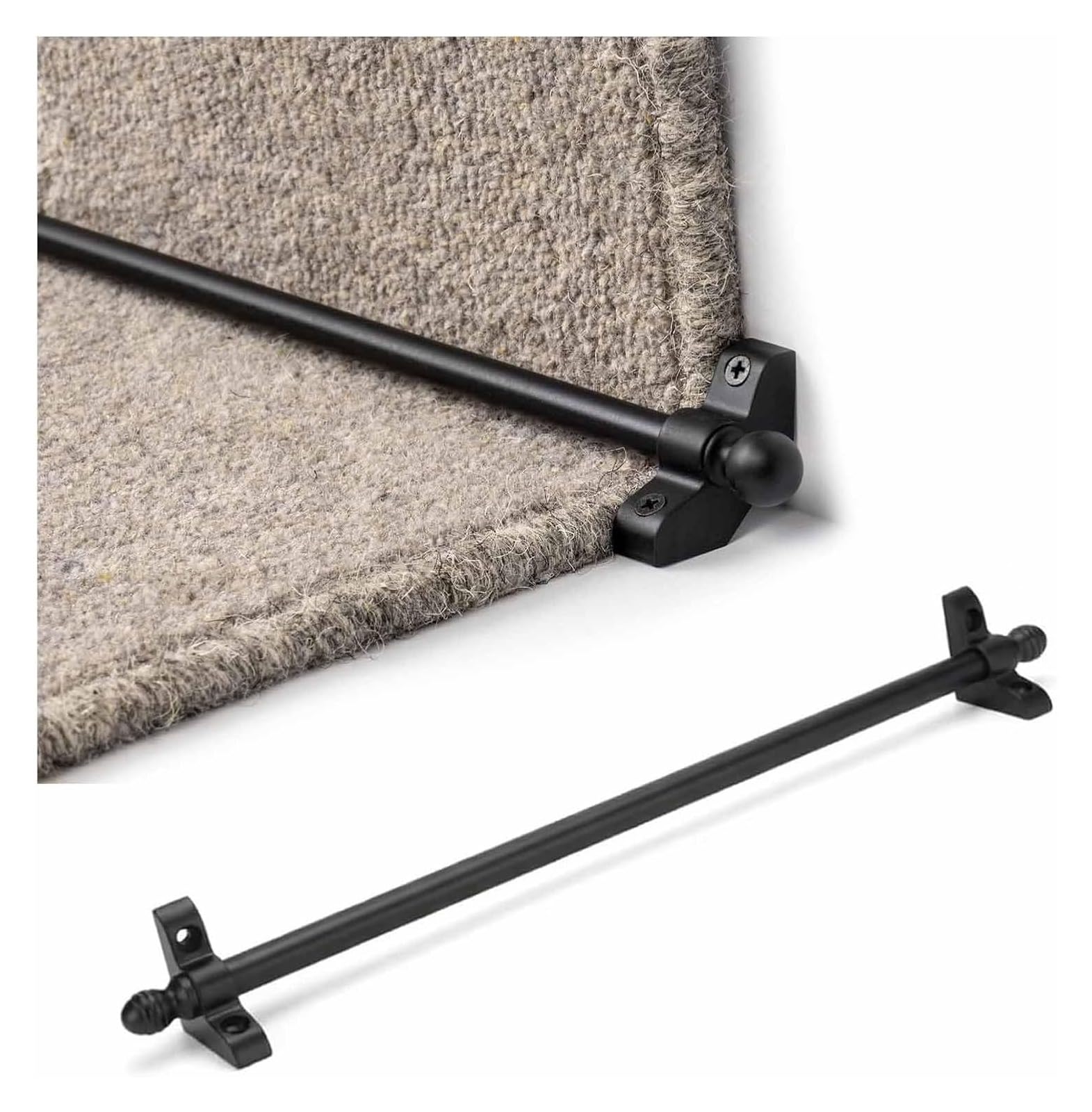 Tringles de tapis d'escalier noires au fini poli pour une entrée élégante